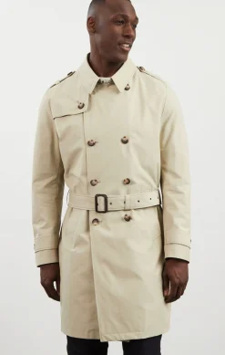 Beige water-repellent trench coat