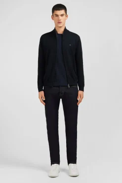 Black cotton cardigan with zipper
