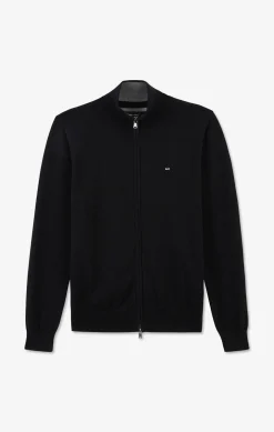 Black cotton cardigan with zipper