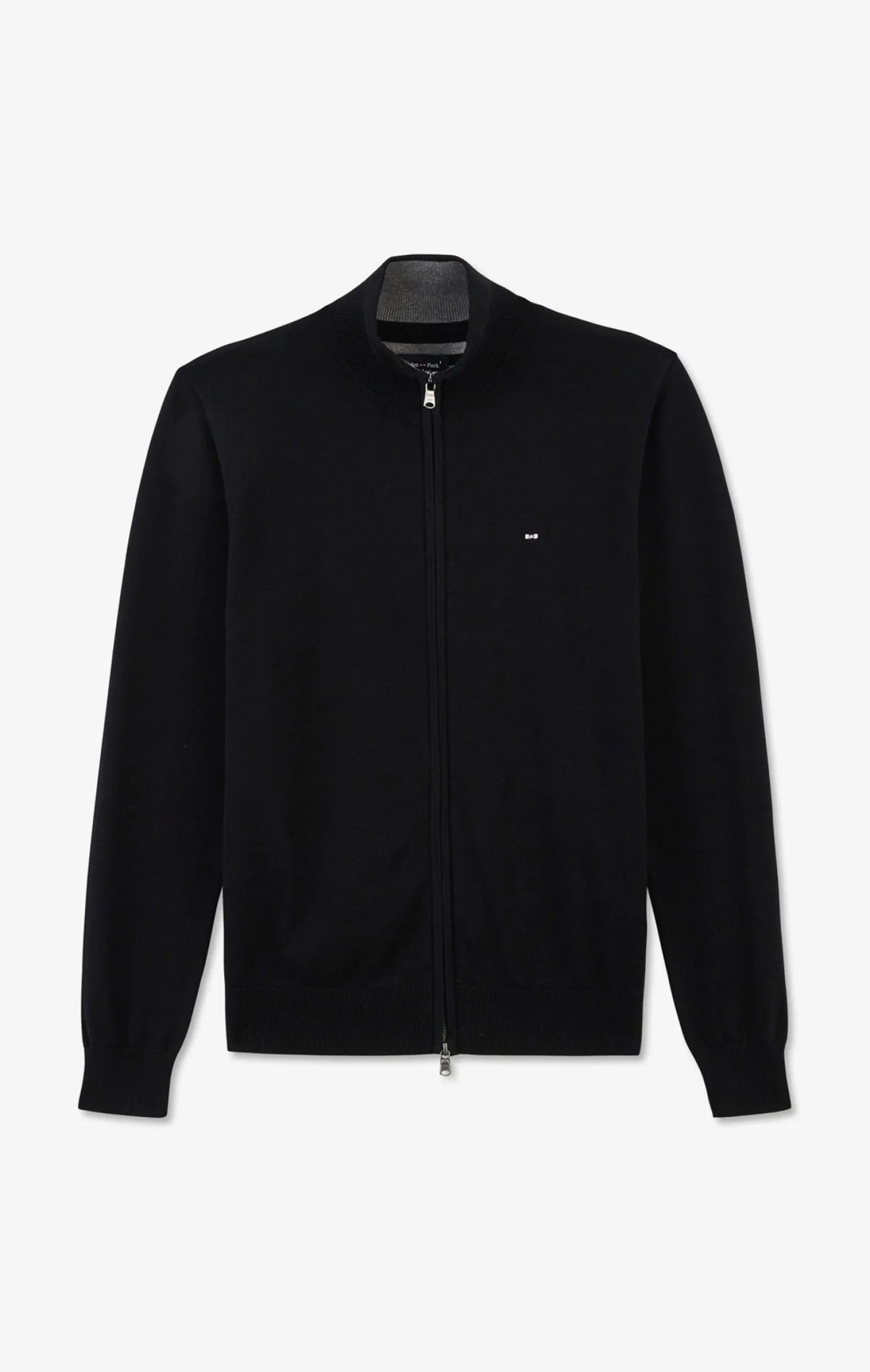 Black cotton cardigan with zipper