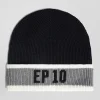 Black cotton EP10 jacquard beanie