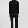 Black cotton jersey jumper with trucker neck