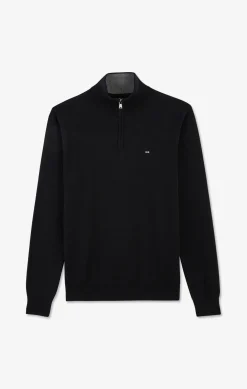 Black cotton jersey jumper with trucker neck