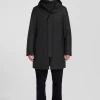 Black hooded raincoat