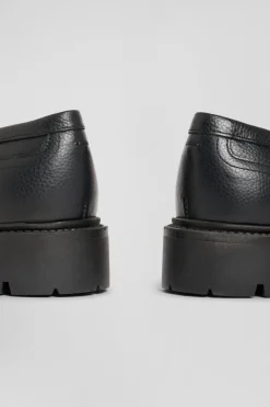 Black leather loafers