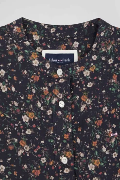 Black lyocell floral shirt dress