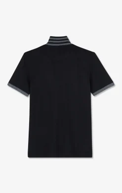 Black pima cotton polo with contrasting accents