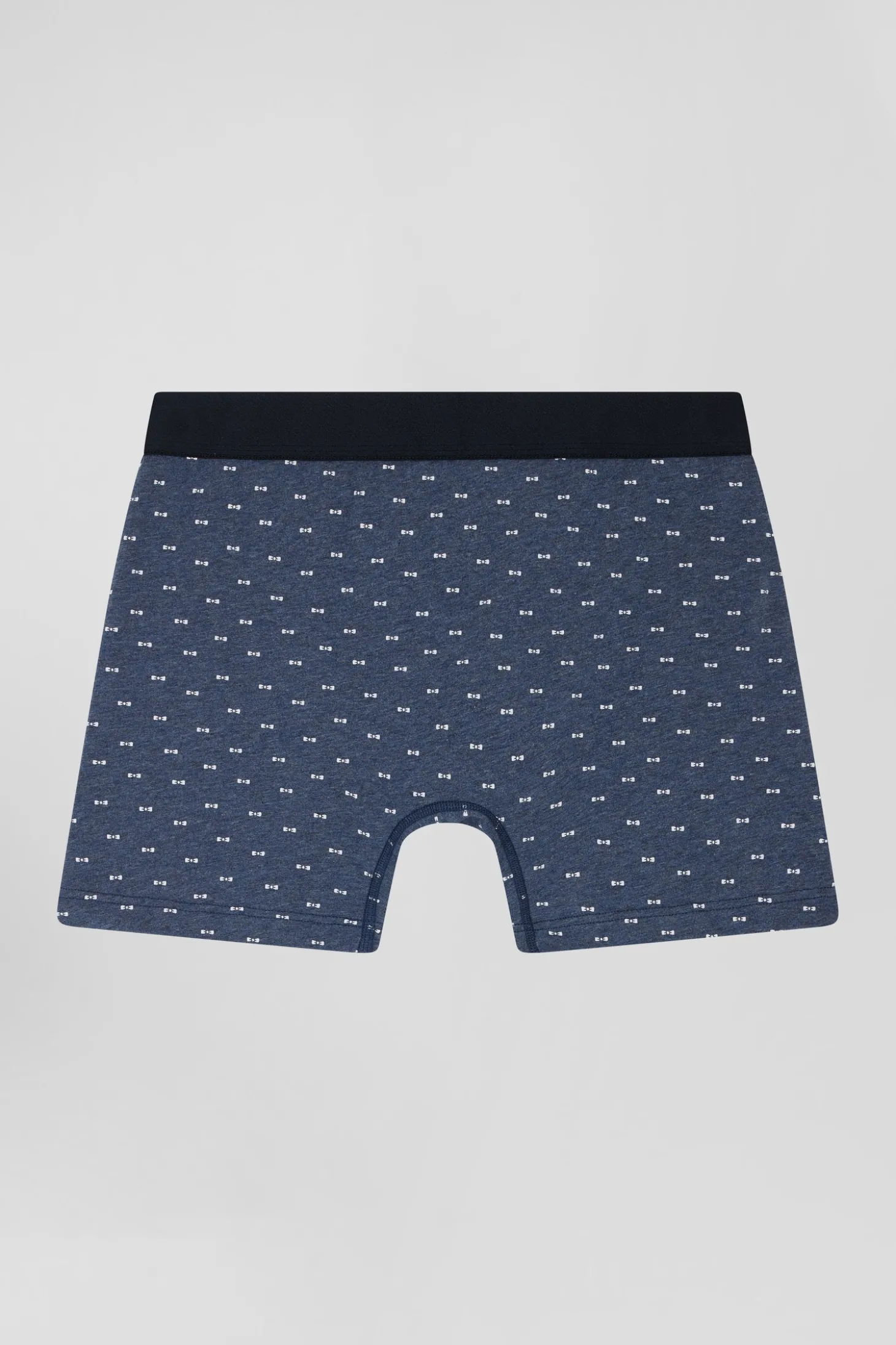 Blue and pink stretch cotton boxers with micro bow tie pattern