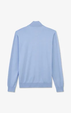 Blue cotton jersey jumper with trucker neck