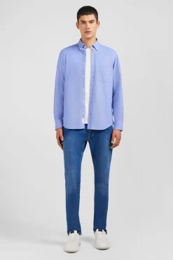 Blue pinpoint cotton shirt