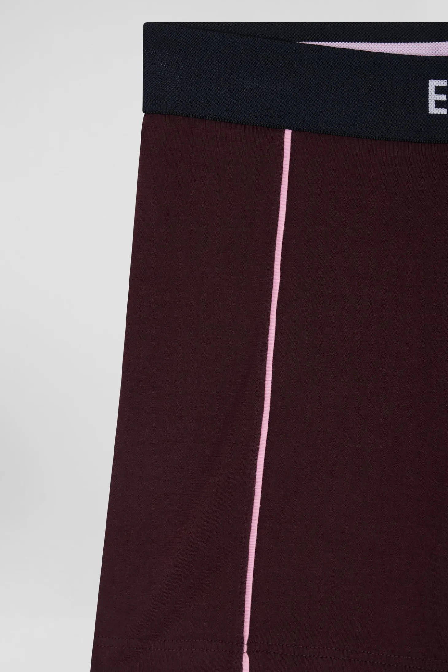 Bordeaux stretch cotton boxers with pink piping
