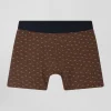 Brown and pink stretch cotton boxers with micro bow tie pattern