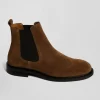 Brown cowhide leather Chelsea boots