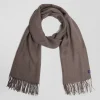 Brown fringed plain scarf