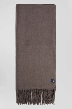 Brown fringed plain scarf
