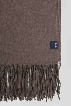 Brown fringed plain scarf