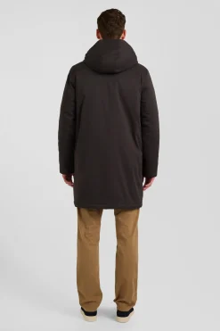 Brown 2-in-1 nylon parka and down jacket