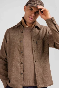 Brown mixed cotton shirt
