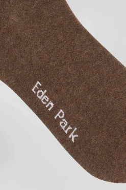 Brown socks with striped details in stretch cotton