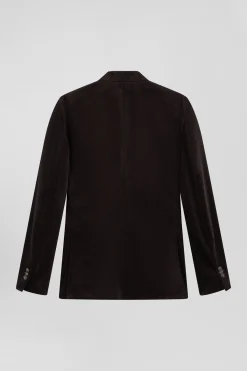 Brown stretch cotton velvet jacket Modern fit