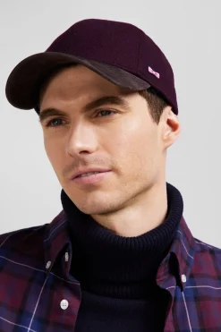 Burgundy and brown wool felt cap