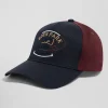 Burgundy and navy blue cotton cap