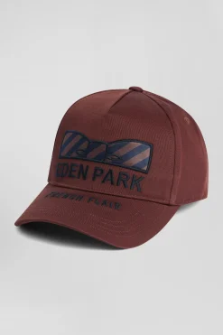 Burgundy cotton cap with bow tie