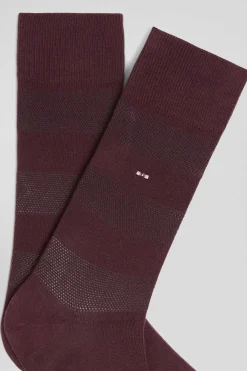 Burgundy socks with knit plays in stretch cotton