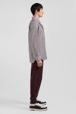 Burgundy striped cotton poplin shirt Regular fit