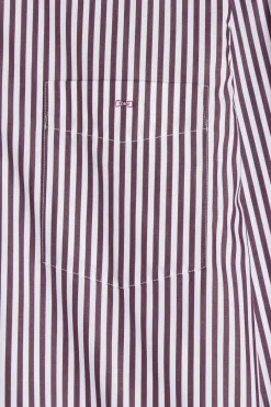 Burgundy striped cotton poplin shirt Regular fit