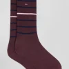 Burgundy striped stretch cotton socks