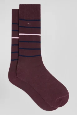 Burgundy striped stretch cotton socks