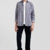 Chemise en coton à micro-motifs ciel coupe Slim