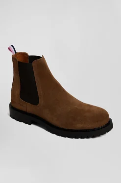 Chunky sole brown leather Chelsea boots