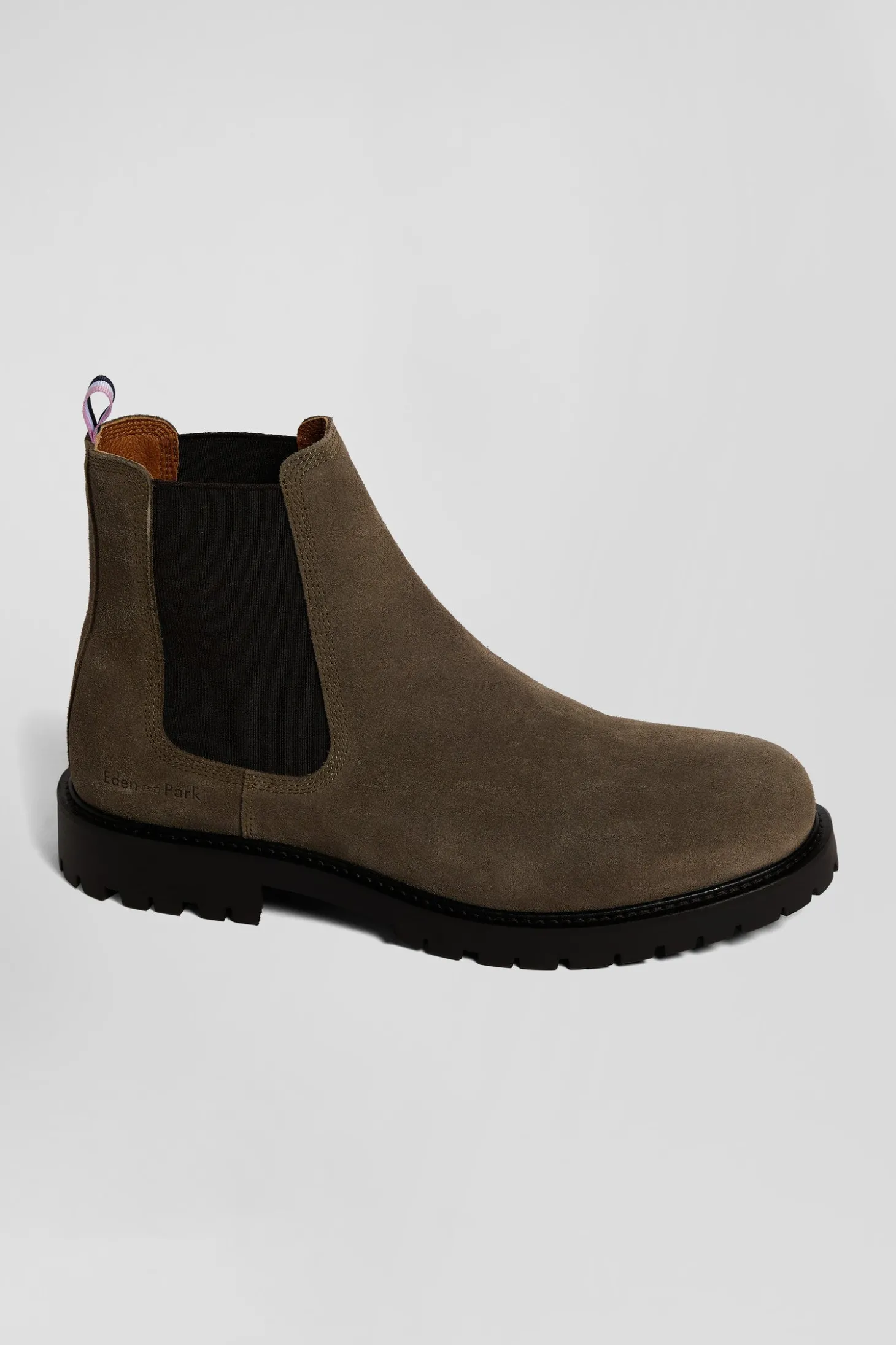 Chunky sole grey leather Chelsea boots