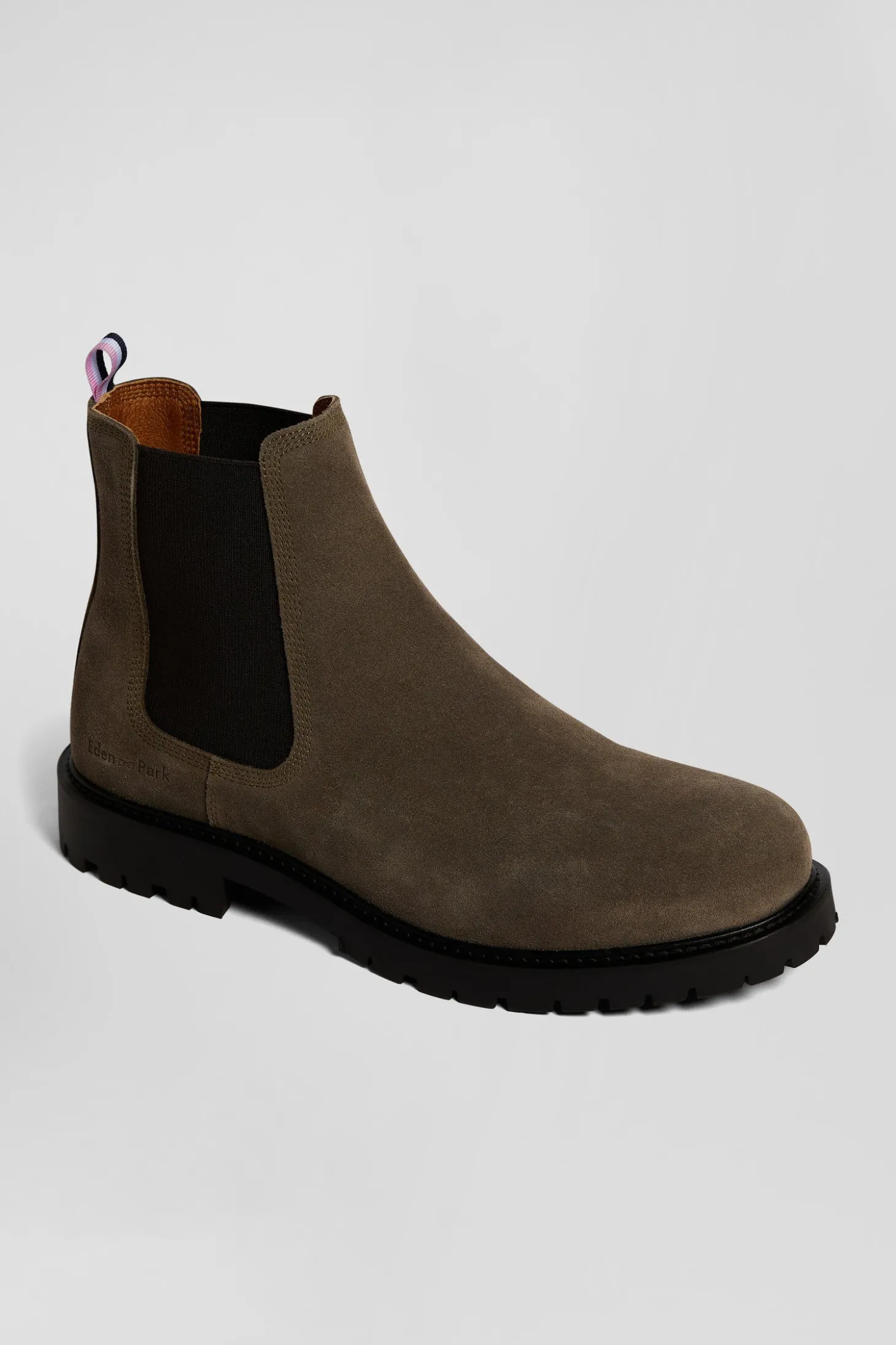 Chunky sole grey leather Chelsea boots
