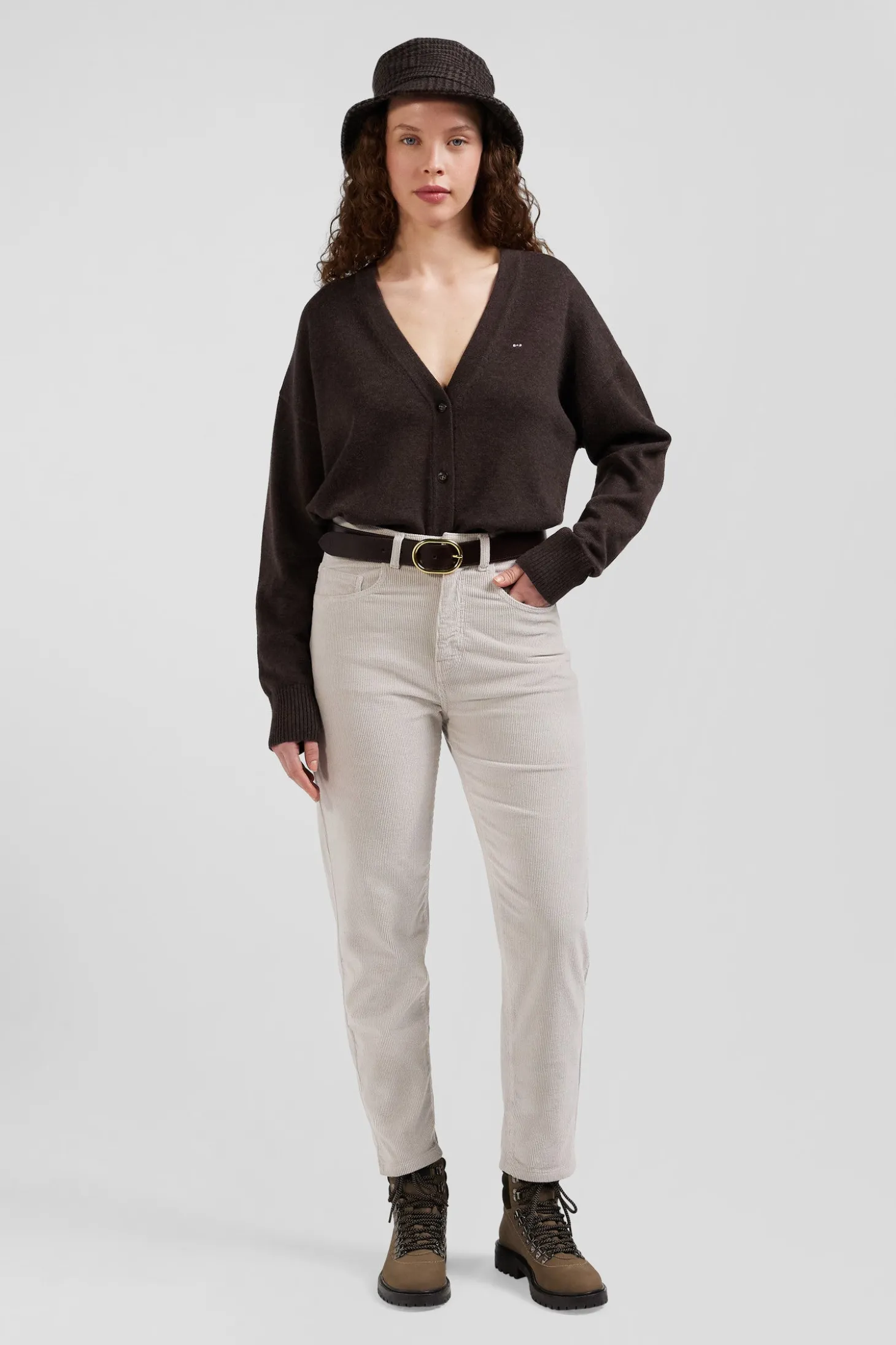 Comfort beige stretch cotton 5-pocket jeans