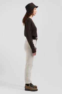 Comfort beige stretch cotton 5-pocket jeans