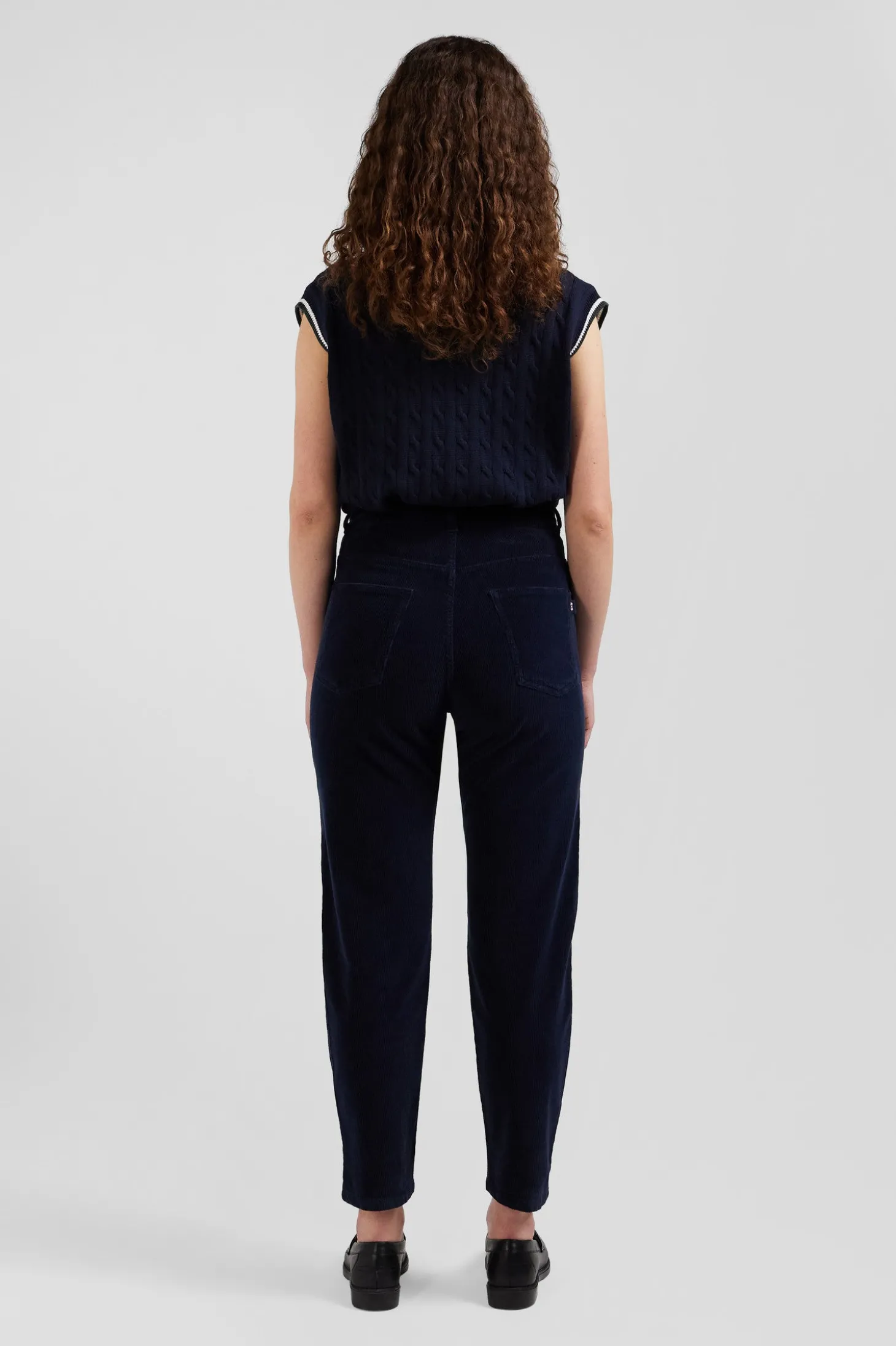 Comfort navy blue stretch cotton 5-pocket jeans