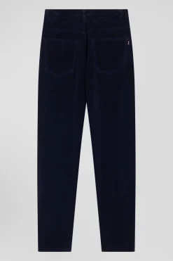 Comfort navy blue stretch cotton 5-pocket jeans