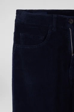 Comfort navy blue stretch cotton 5-pocket jeans