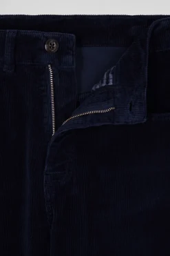 Comfort navy blue stretch cotton 5-pocket jeans
