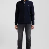 Cotton cardigan with navy blue back embroidery