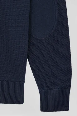 Cotton cardigan with navy blue back embroidery
