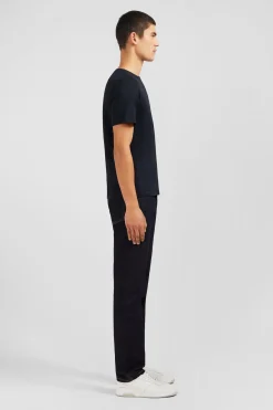 Crew neck black pima cotton t-shirt