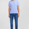Crew neck light blue pima cotton t-shirt