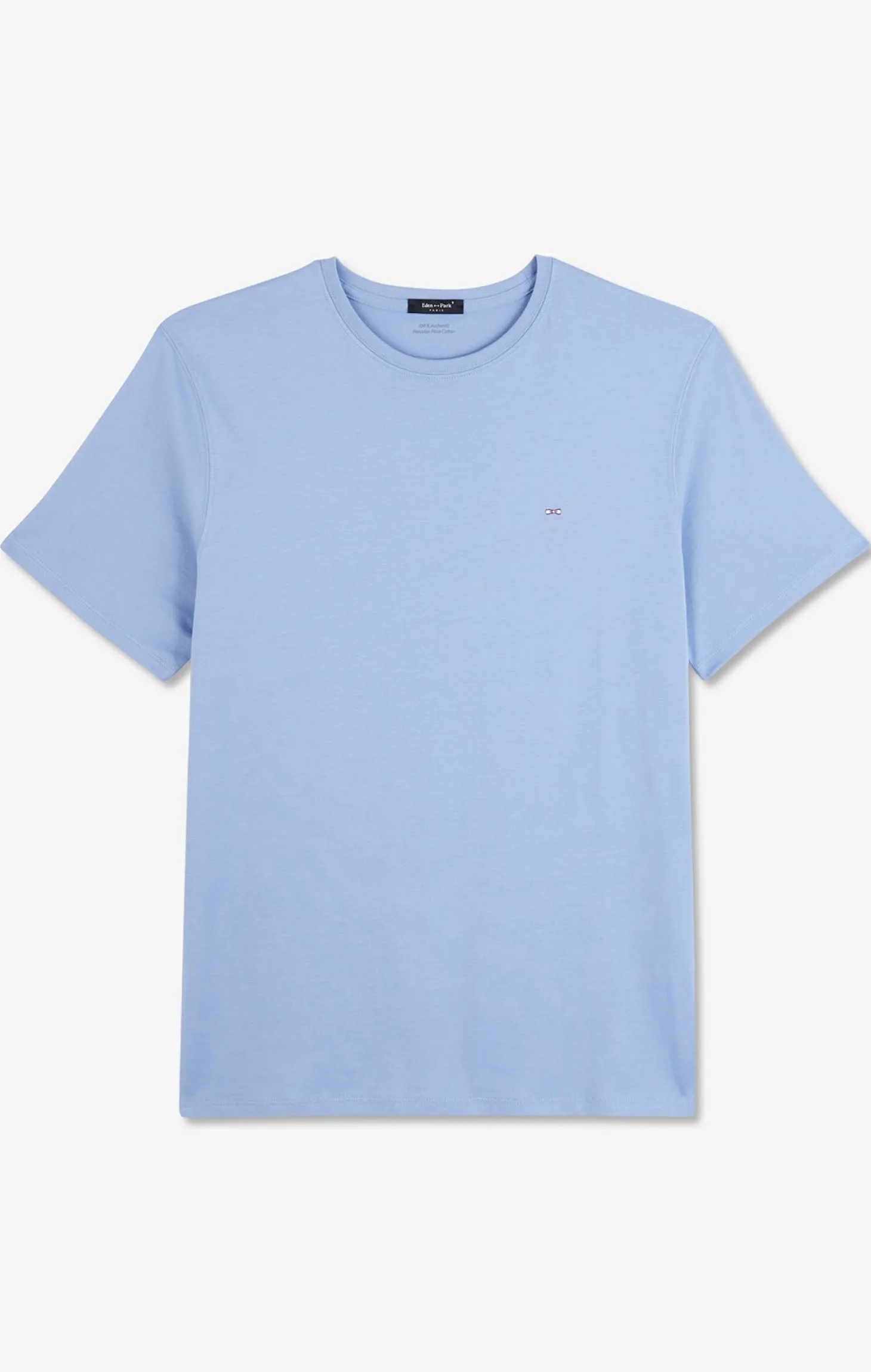 Crew neck light blue pima cotton t-shirt