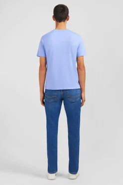 Crew neck light blue pima cotton t-shirt