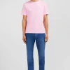 Crew neck pink pima cotton t-shirt