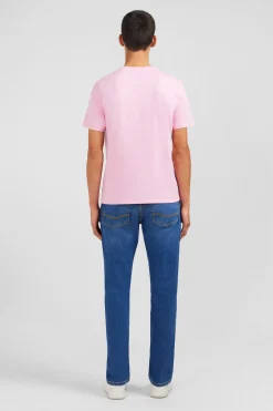 Crew neck pink pima cotton t-shirt